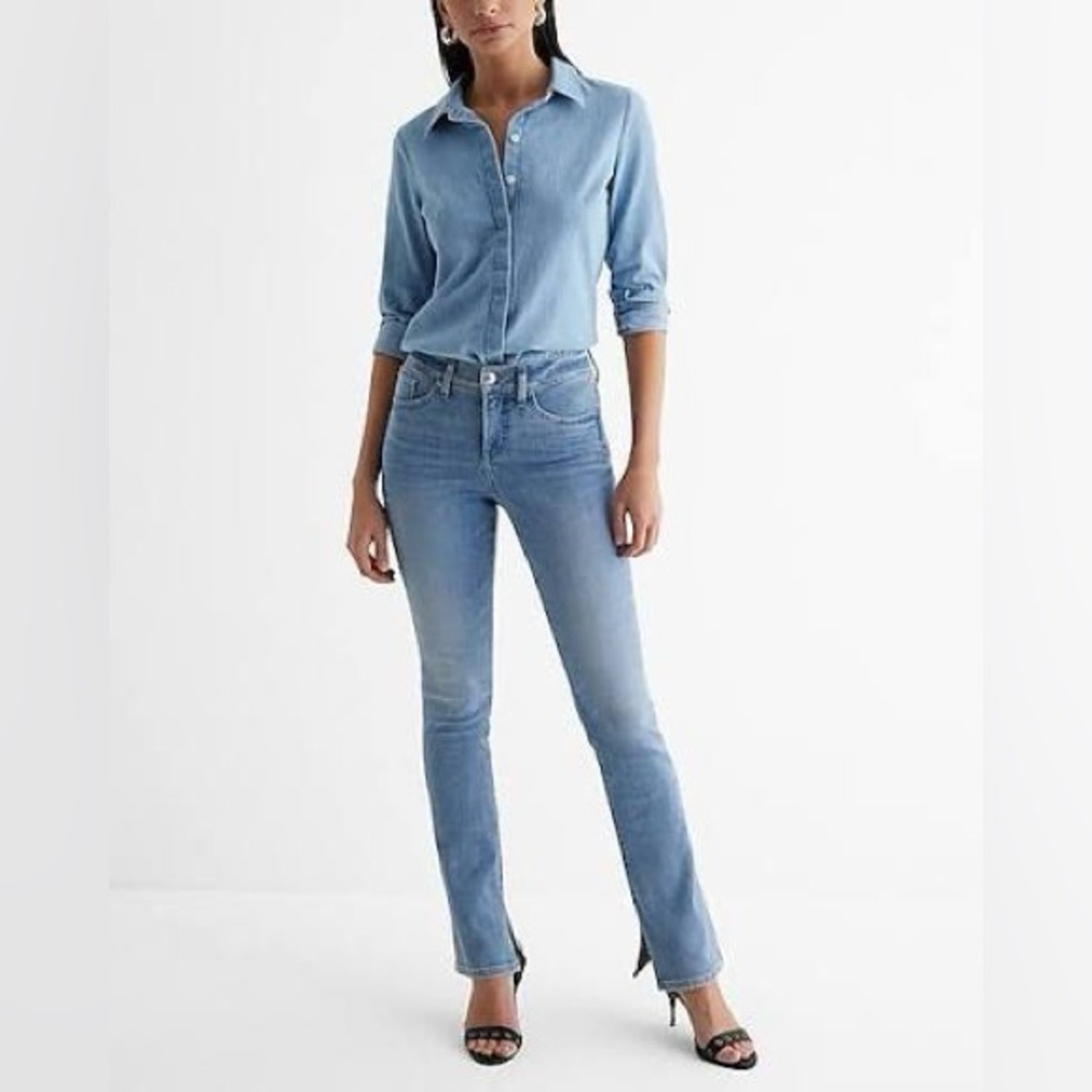 NEW Express Women's Mid Rise Skycraper Denim Jeans WHITE Label Medium Wash 2R